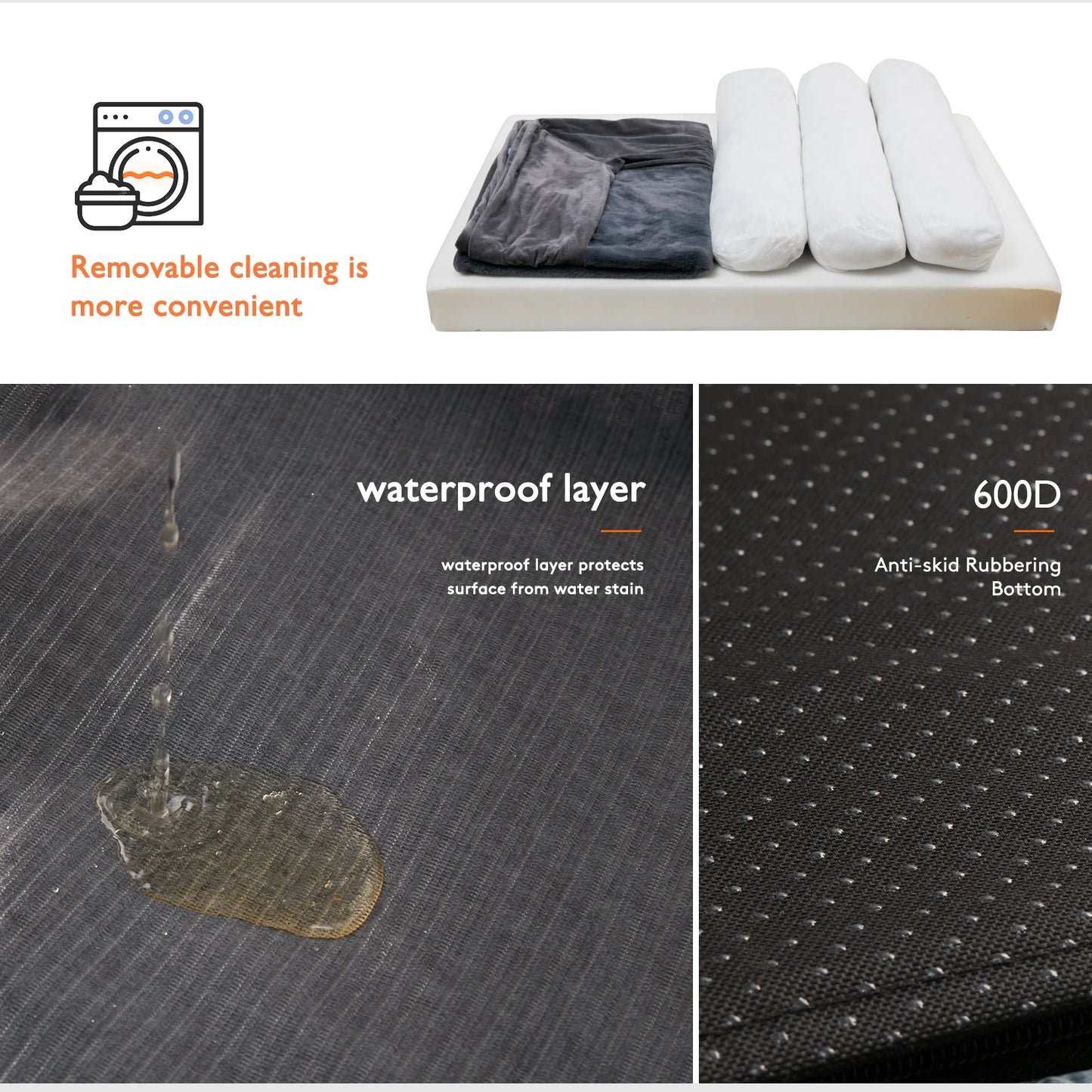 BINGOPAW Orthopedic Dog Bed With Bolster And Washable Cover