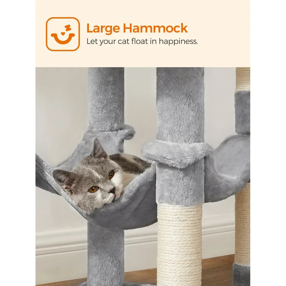 XMSJ Cat Tree Tower With Scratching Posts Hammock And Perches