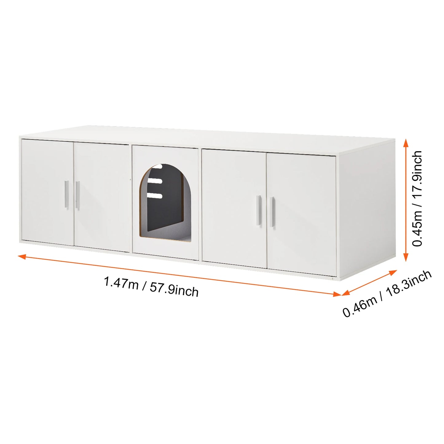 SucceBuy Cat Litter Box Enclosure for 2 Cats Litter Box Furniture Hidden Wooden Cat Box Cabinet Fit Most of Litter Box White