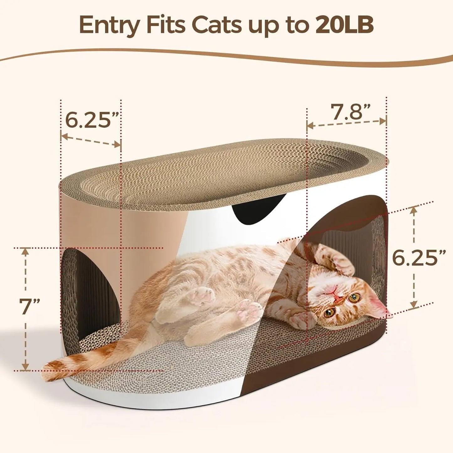 Large Corrugated Cardboard Cat Scratcher House with Holes, Scratching Lounge Bed for Indoor Cats and Rabbits