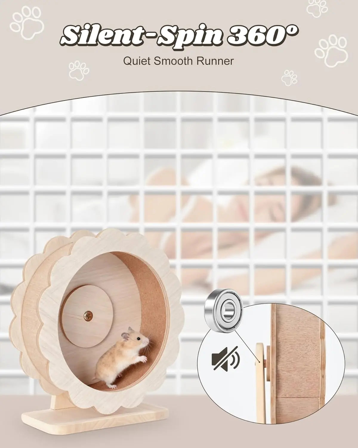 Wooden Hamster Wheel Silent Exercise For Dwarf Hamsters And Gerbils