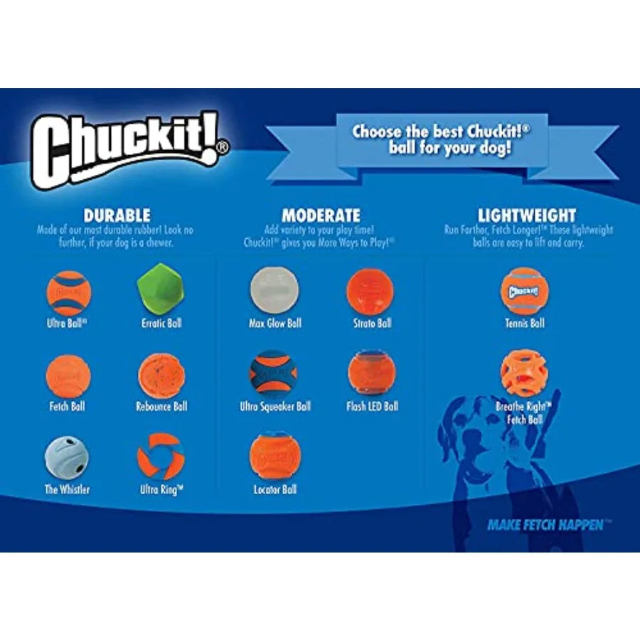 Chuckit Ultra Squeaker Ball Dog Toy Large 3" Diameter (4 Pack)