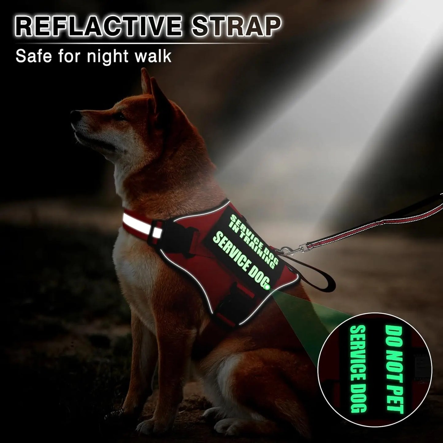 Adjustable No Pull Dog Harness With Leash Patches Reflective Padded Handle