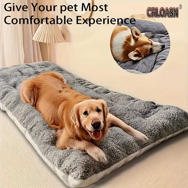 xtra Large Plush Dog Bed Sofa 8-Grid Thick Soft Pet Mat for Small Medium Large Dogs Cats Winter Warm Washable Anti-Slip Rectangu