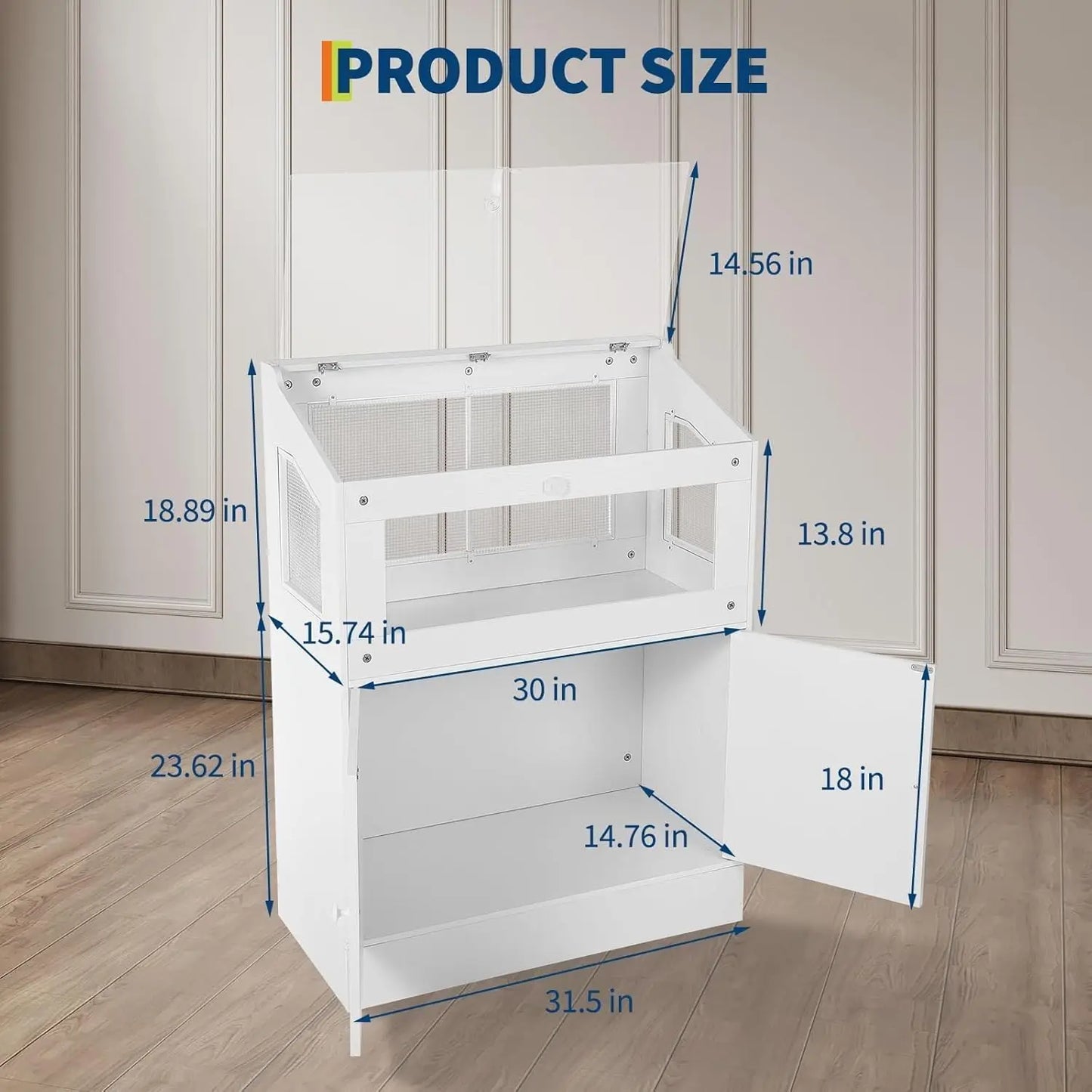 MeterMall Hamster Cage With Storage Cabinet And Easy View Panels