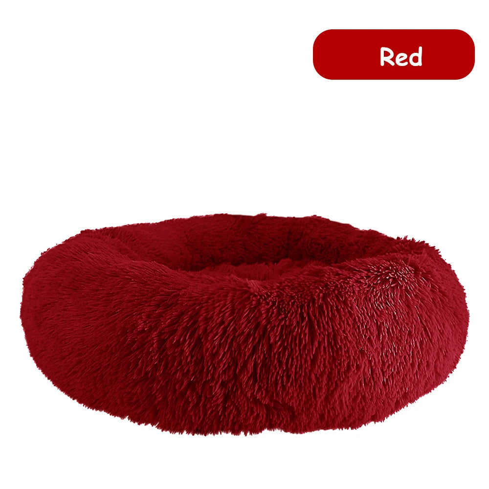 Donut Dog Bed Warm Soft Plush Calming Pet Bed