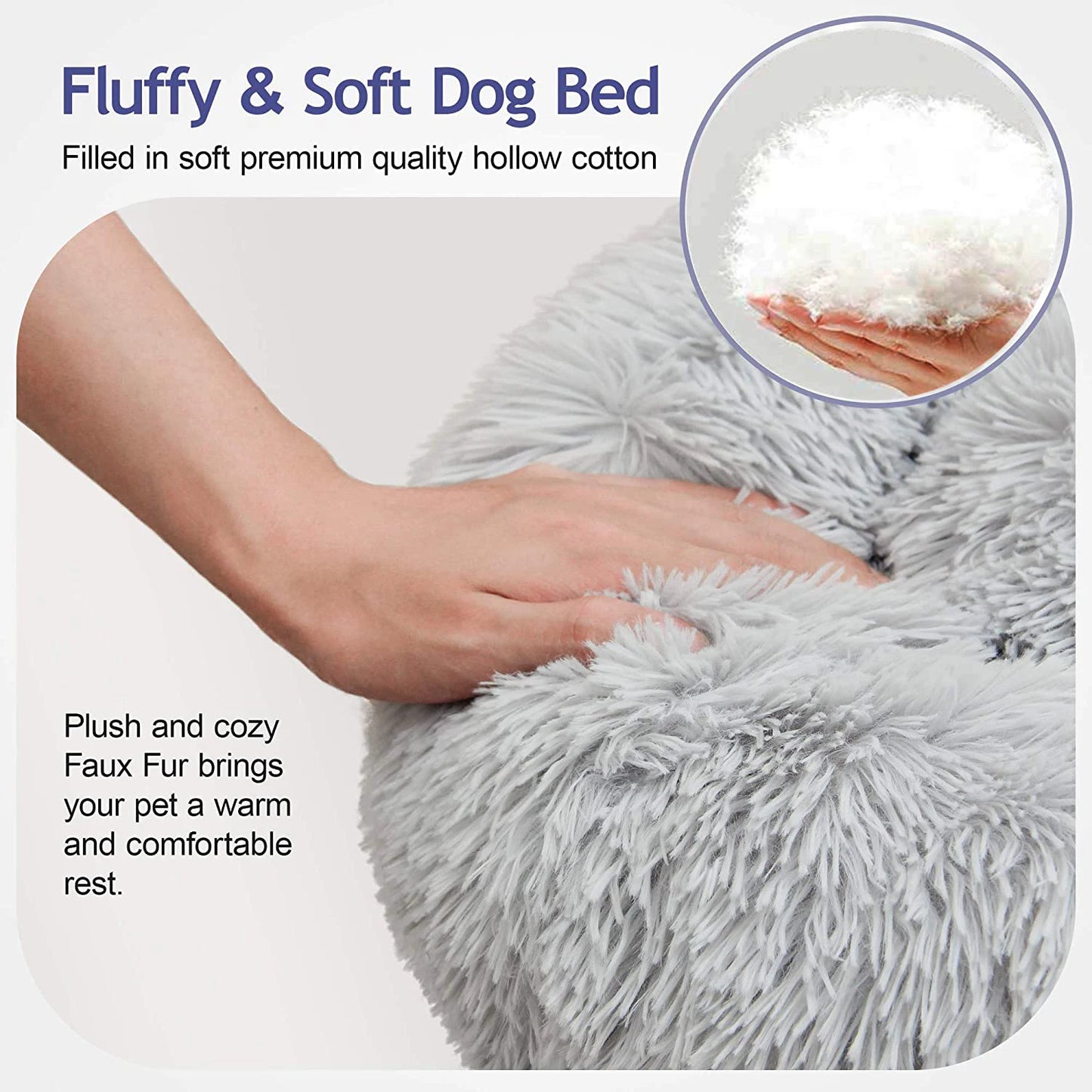 Donut Dog Bed Warm Soft Plush Pet Bed Washable Winter