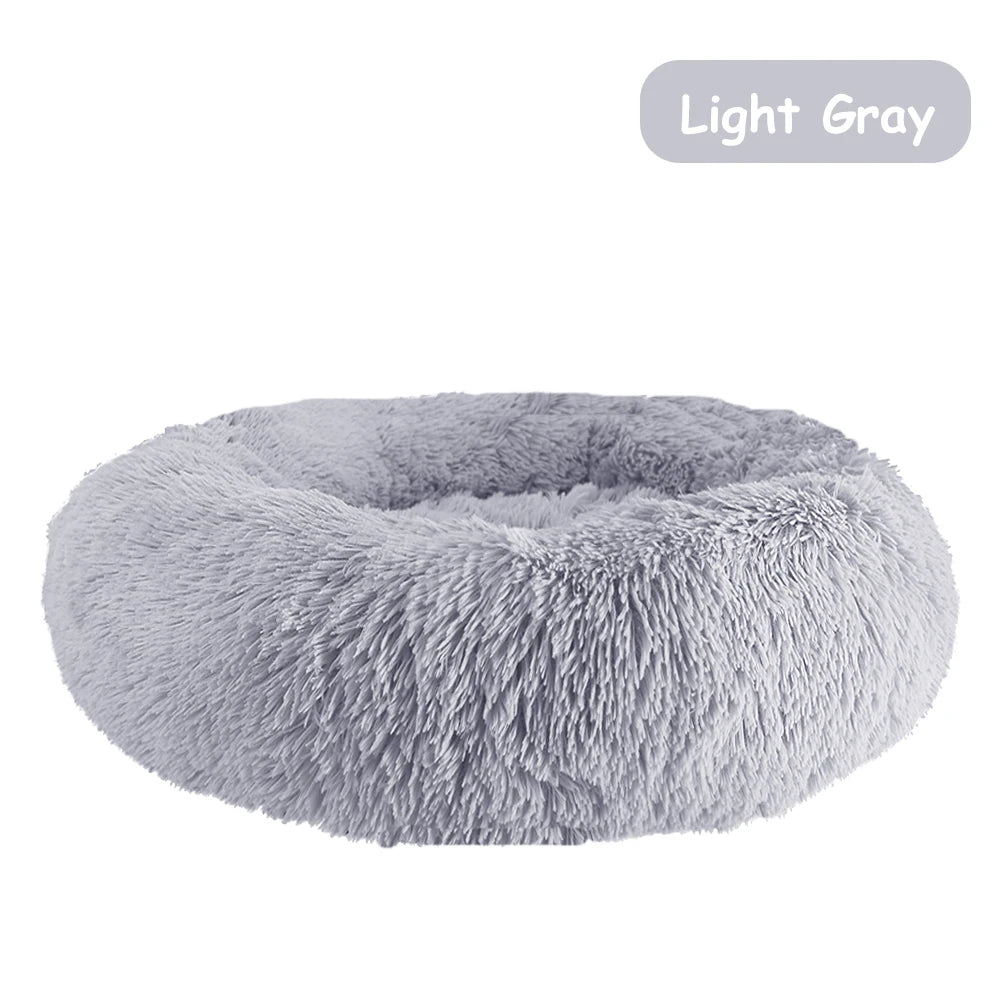 Donut Dog Bed Warm Soft Plush Calming Pet Bed