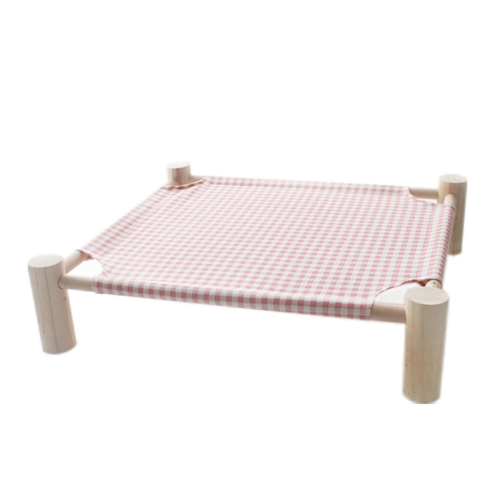 NONECN Elevated Cat Bed House Wood Canvas Cat Lounge
