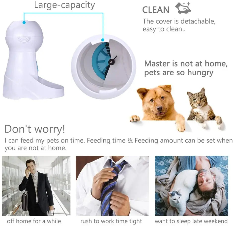 Iseebiz Automatic Pet Feeder With Voice Recorder For Cats