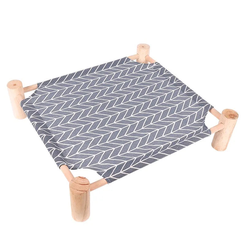 NONECN Elevated Cat Bed House Wood Canvas Cat Lounge