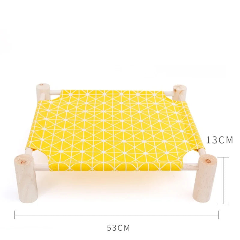 NONECN Elevated Cat Bed House Wood Canvas Cat Lounge