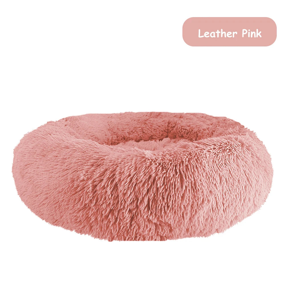 Donut Dog Bed Warm Soft Plush Calming Pet Bed