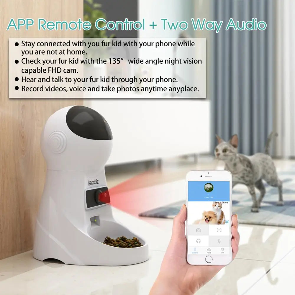Iseebiz Automatic Pet Feeder With Voice Recorder For Cats