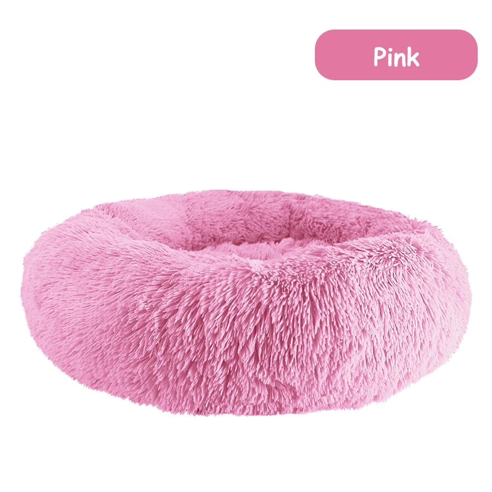 Donut Dog Bed Warm Soft Plush Calming Pet Bed