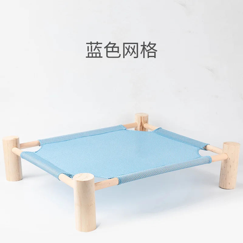NONECN Elevated Cat Bed House Wood Canvas Cat Lounge