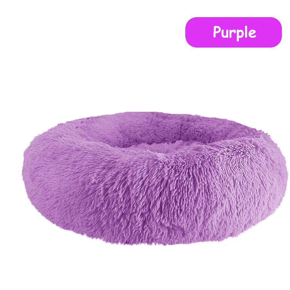 Donut Dog Bed Warm Soft Plush Pet Bed Washable Winter