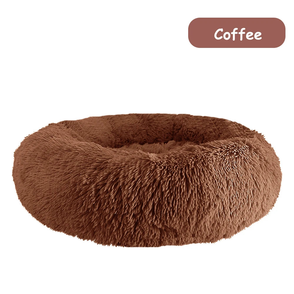 Donut Dog Bed Warm Soft Plush Calming Pet Bed