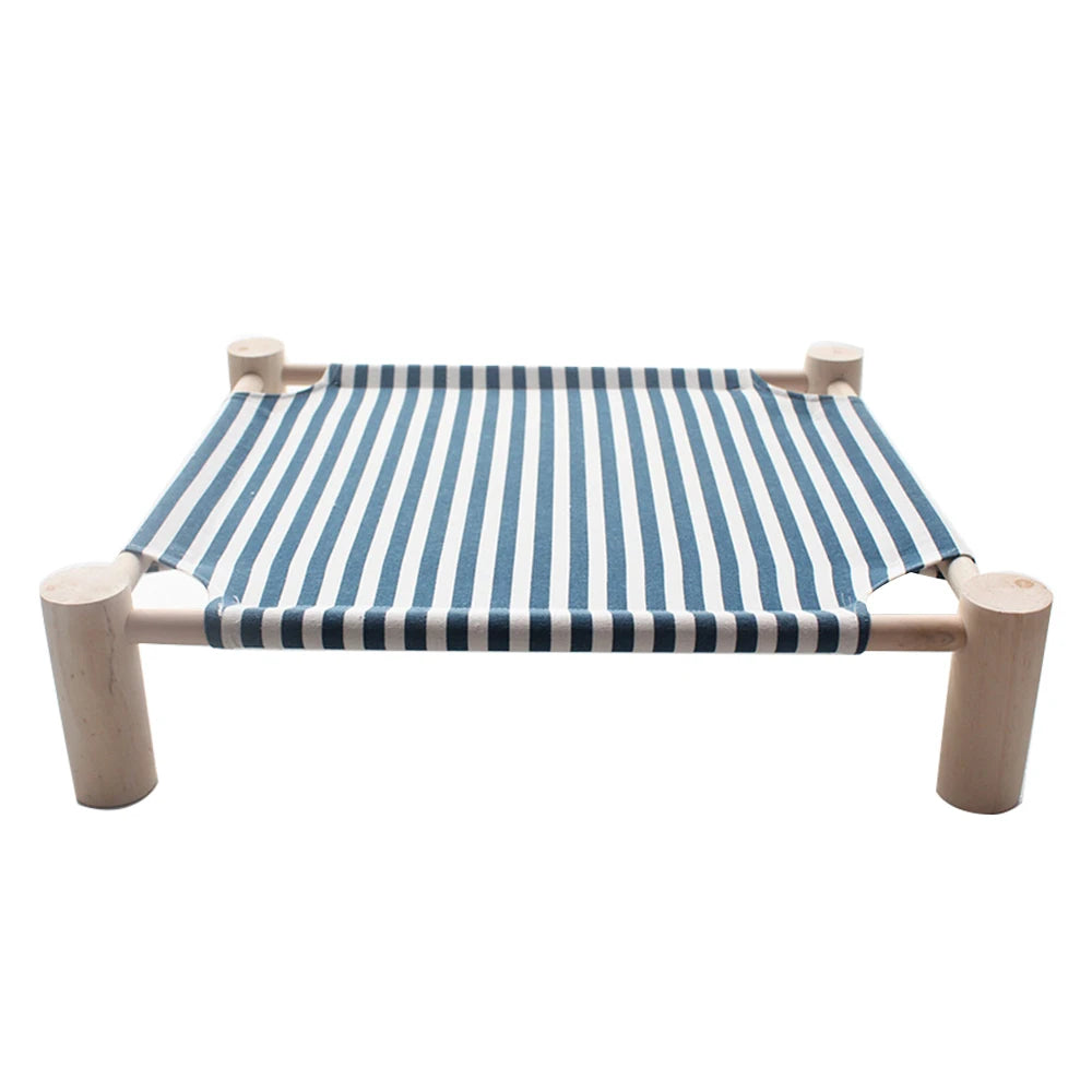 NONECN Elevated Cat Bed House Wood Canvas Cat Lounge