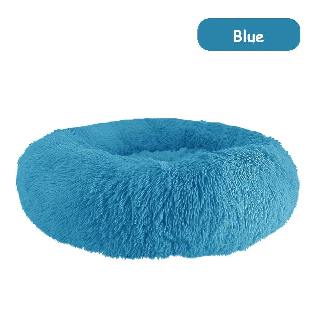 Donut Dog Bed Warm Soft Plush Calming Pet Bed