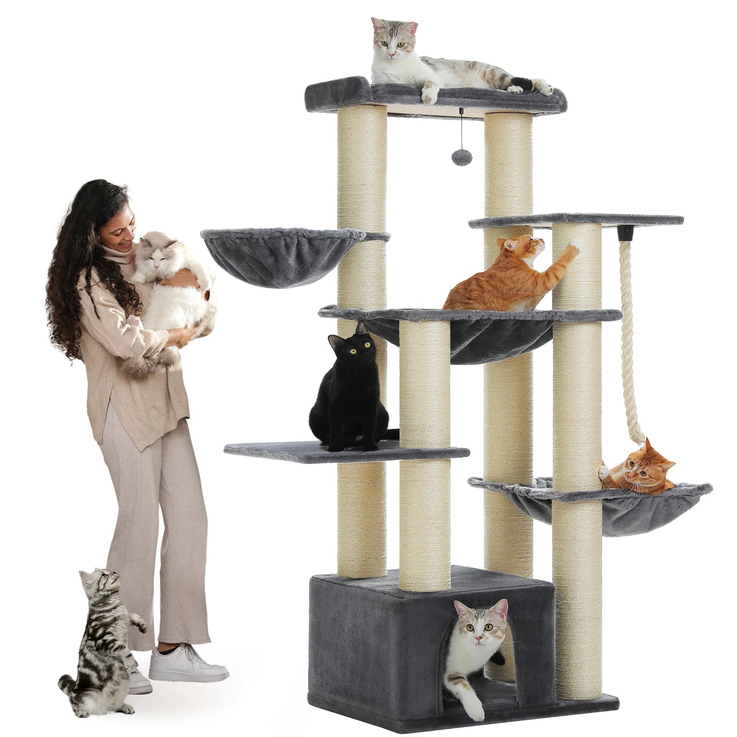 PEQULTICN Multi Level Cat Tree With Scratching Posts