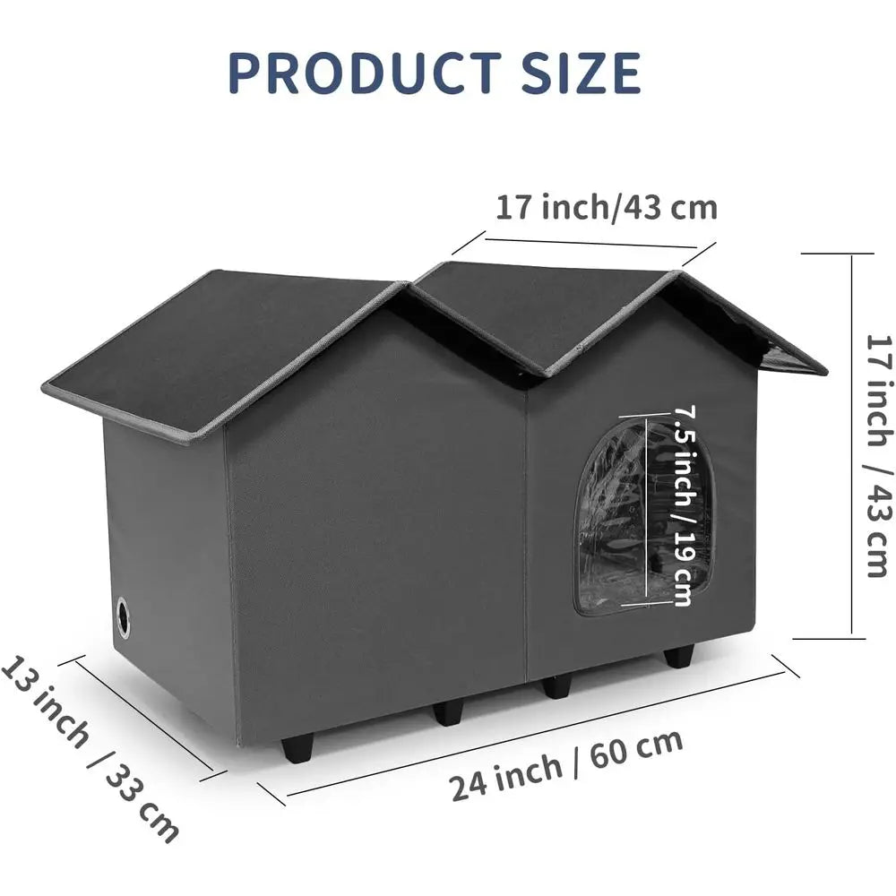 Large Heated Cat Houses or Indoor/Outdoor Cats with Elevated Heated Cat Bed Waterproo， Insulated Providing Sae eral Cats, Easy t