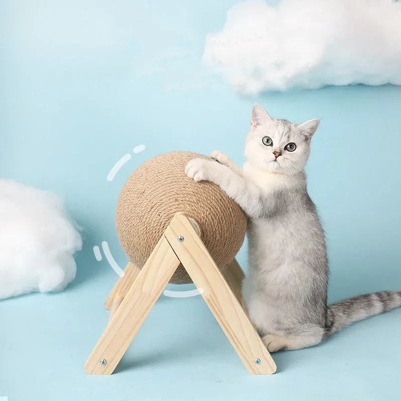 Cat Scratching Ball Toy Kitten Sisal Rope Ball Board Scratcher