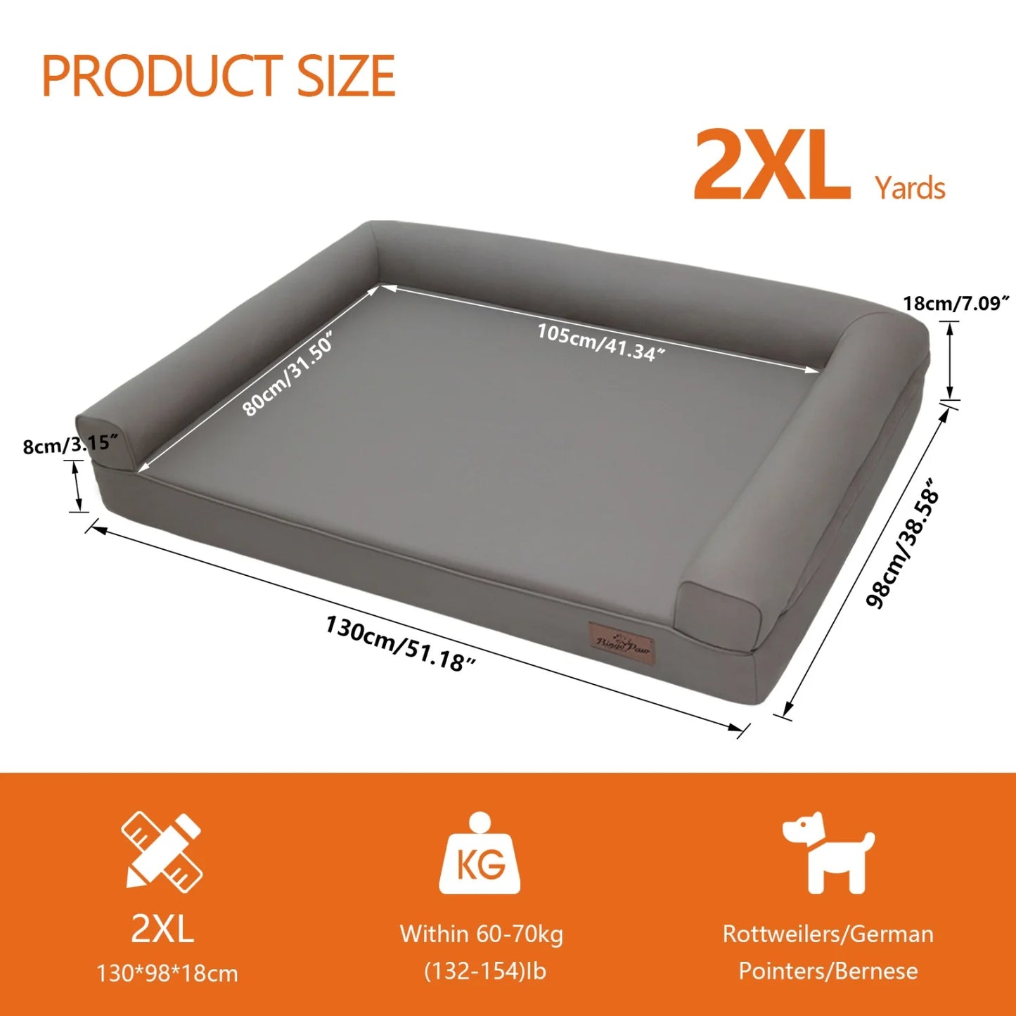 BINGOPAW Indoor Orthopedic Dog Bed With Supportive Bolster
