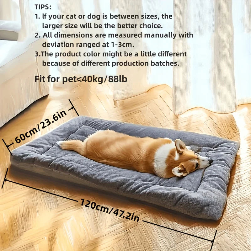 xtra Large Plush Dog Bed Sofa 8-Grid Thick Soft Pet Mat for Small Medium Large Dogs Cats Winter Warm Washable Anti-Slip Rectangu