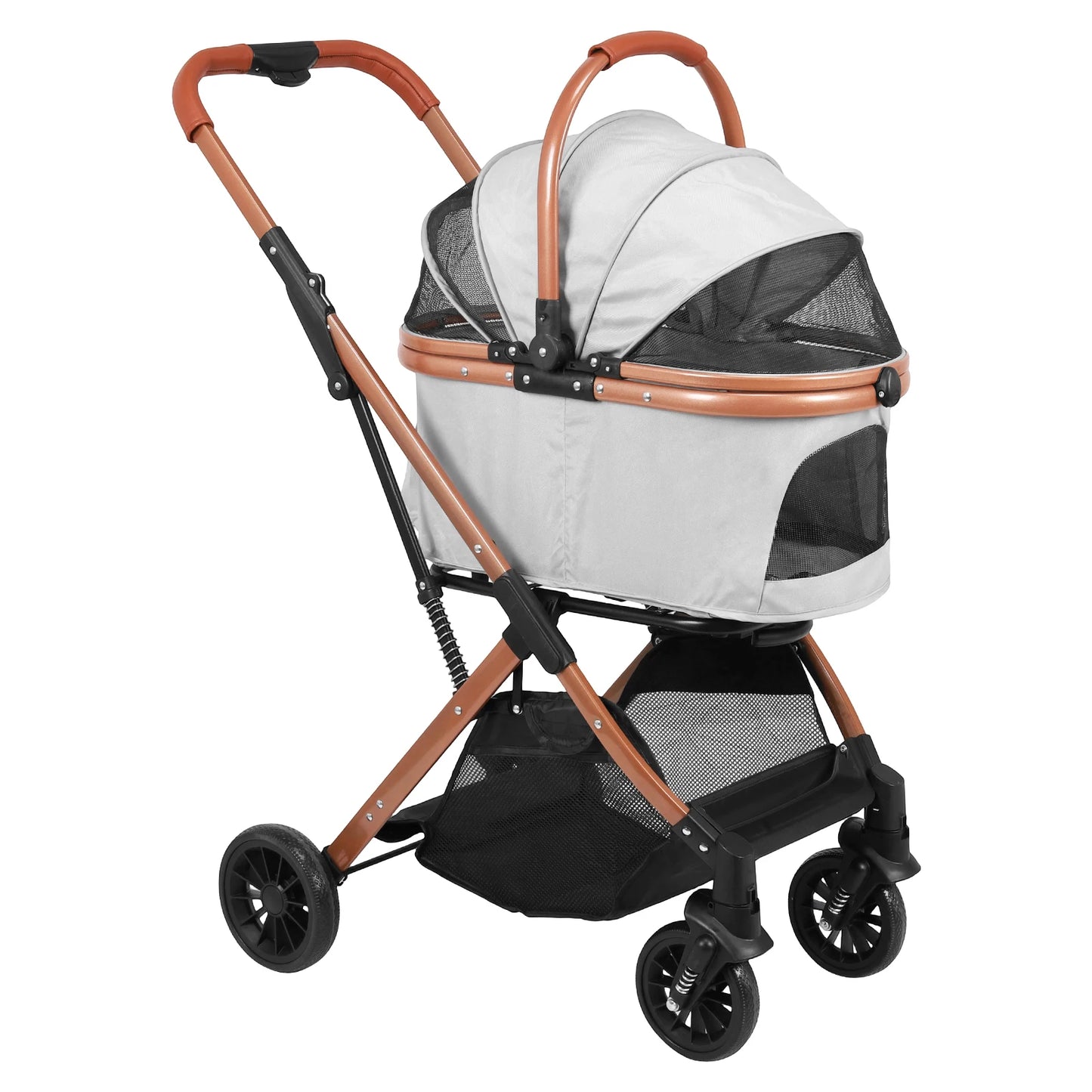 Folding Stroller All Terrain 4 Wheels Foldable Travel Jogger with Detachable Carrier with Sun Shades for Small Medium Dogs Cats