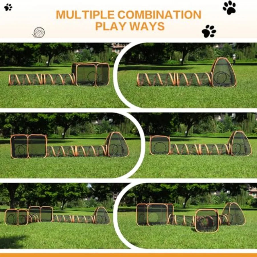 5 in 1 Outdoor Cat Tents with Tunnels for Outside - Cat Enclosures for Indoor Cats with 1 Cat Harness and Leash for Walking 1 C