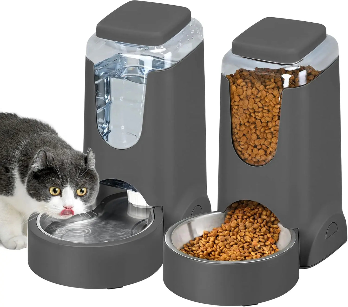 Two Pack Automatic Pet Feeder And Water Dispenser For Pets