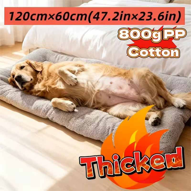 Extra Large Plush Dog Bed Sofa - Thickened Winter Warm Pet Mat for Medium Large Dogs & Cats - Super Soft Polyester Dog Crate Bed