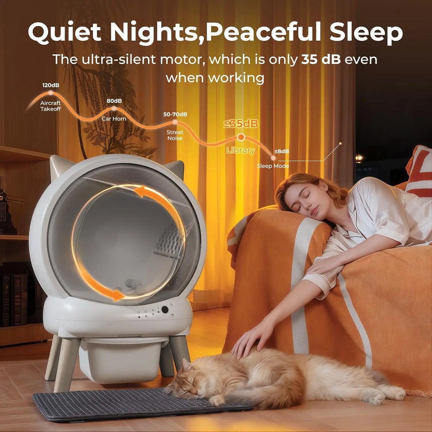 Automatic Cat Litter Box - E2 Self Cleaning Litter Box Smart Robot for Multiple Cats, APP Real-Time Monitor, Weight, Customized