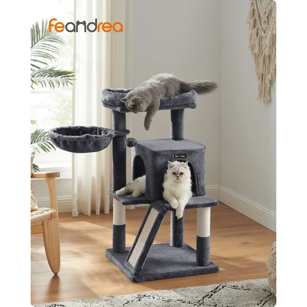 XMSJ Cat Tree Tower Scratching Post Multi Level Cat Condo For Indoor Cats