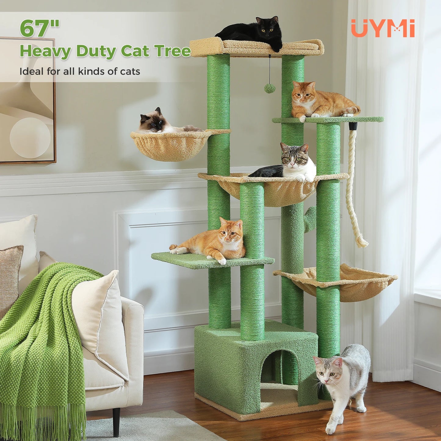 PEQULTICN Multi Level Cat Tree With Scratching Posts
