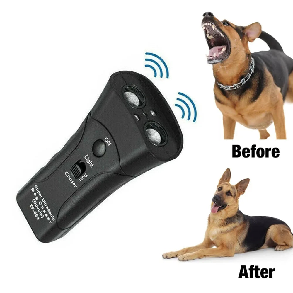 Ultrasonic Dog Repeller With LED Flashlight And Training Tool