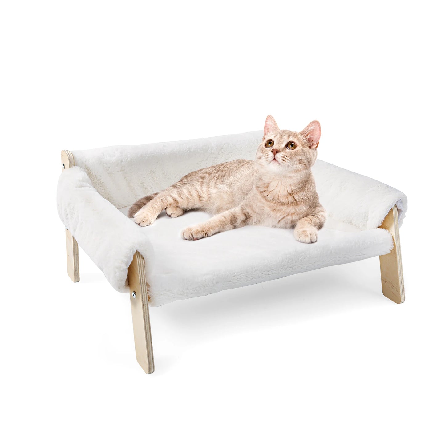 NONECN Wooden Raised Cat Sofa Bed For Indoor Cats