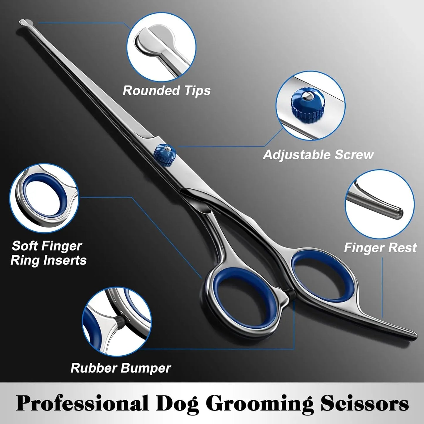 4In1 Dog Cat Premium Pet Grooming Scissors Set With Comb
