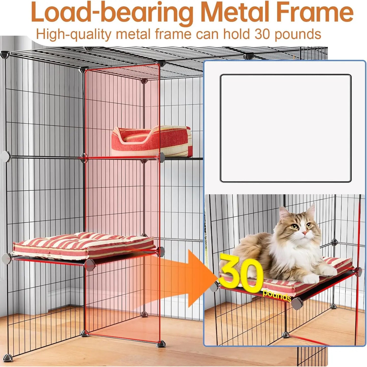 3-Tier Indoor Cat Cage Enclosure DIY Playpen Detachable Wire Kennel