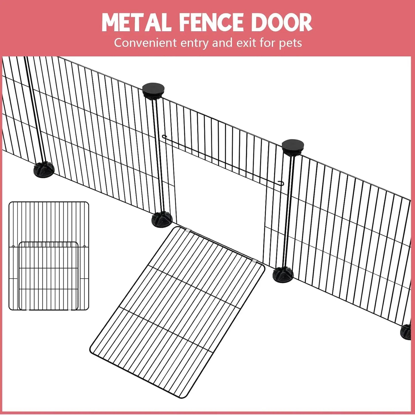32-Panel Small Animal Playpen with Waterproof Mat, Portable Metal Fence for Guinea Pigs, Rabbits, Puppies Indoor/Outdoor