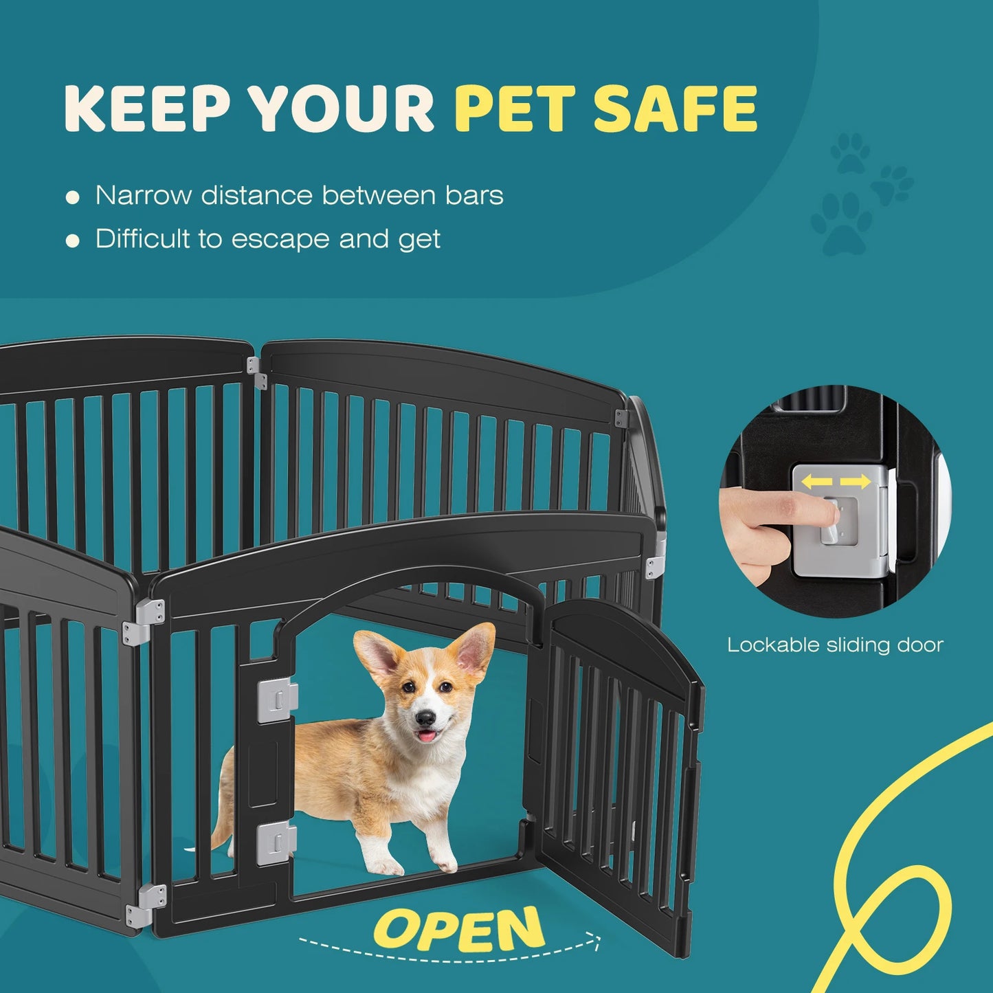 JHK Plastic Dog Playpen Expandable Fence for Medium Dogs