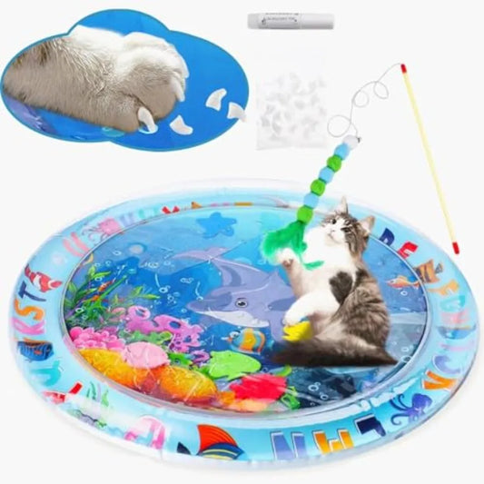 Cat Water Mat Upgrade 0.5mm Thickened Water Mat For Cats Anti-Scratch Cat Water Sensory Play Mat Unbreakable Interactive Cat To