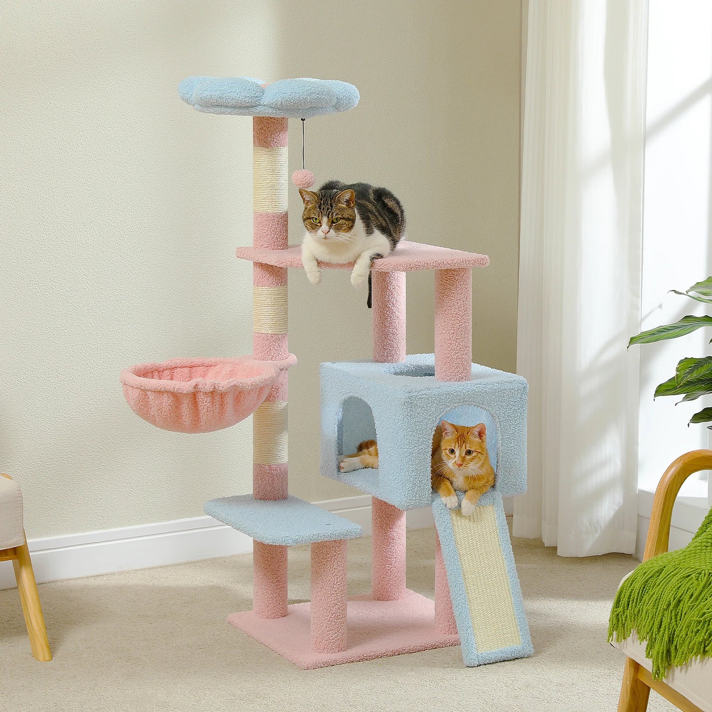 PEQULTICN Flower Cat Tree MultiLevel Cat Tower With Sisal Posts