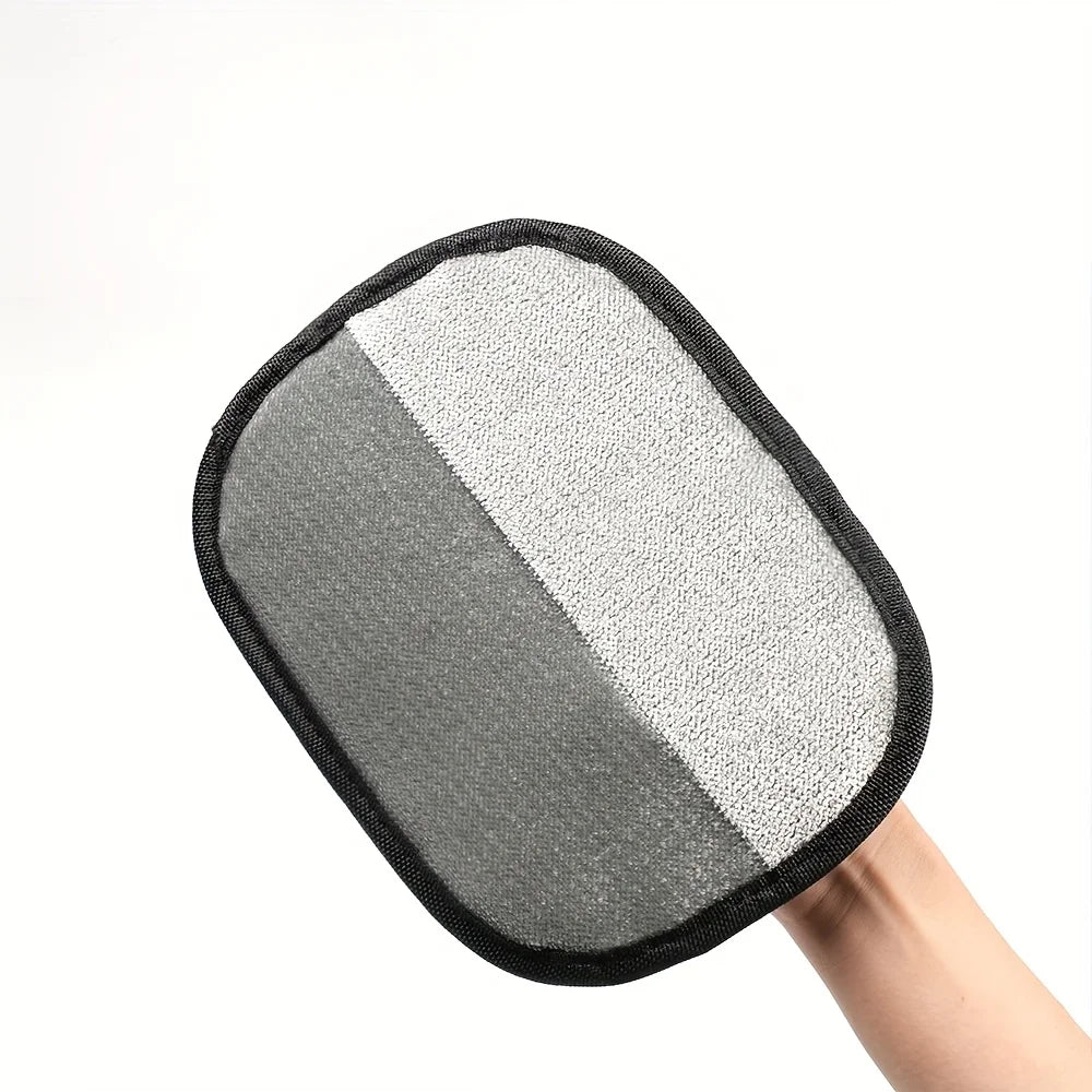 Cat Grooming Gloves Upgrade Edition Large Static Pet Hair Removal Black Polypropylene with Yellow Accents