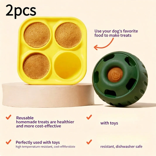 Durable Chew Toy for All Dog Breeds, Silicone Training Ball Set, Slow Feeding, Interactive Treat Puzzle, Teeth Cleaning Pet Toy