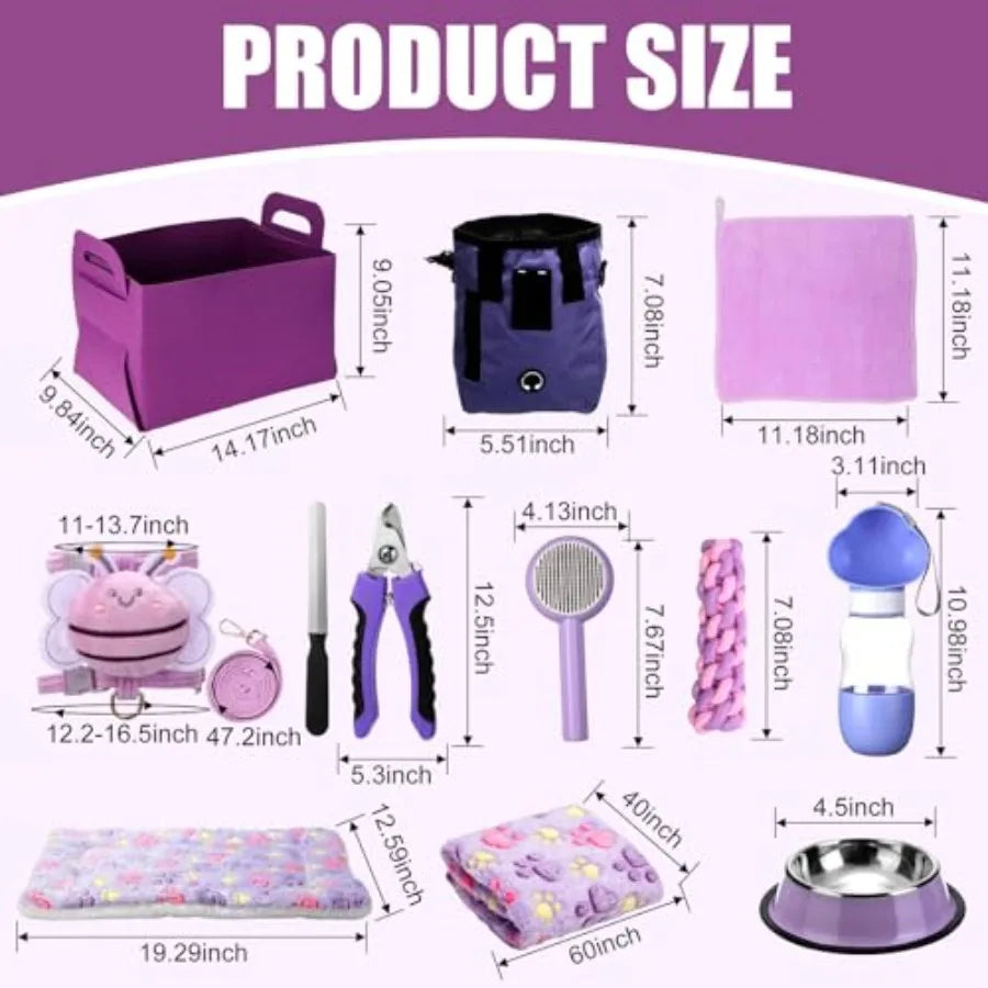 50 Pcs Puppy Supplies Starter Kit for Small Dogs Puppy Essentials Includes Leash Bowls Teeth Brushes Water Bottle and More Acce