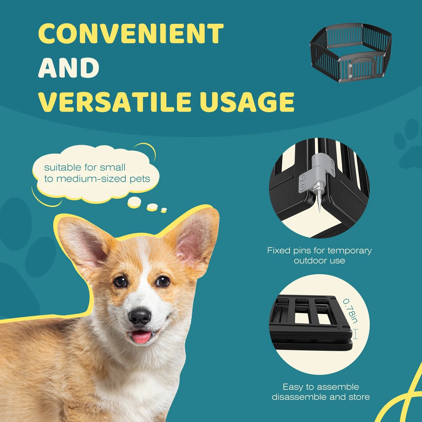 JHK Plastic Dog Playpen Expandable Fence for Medium Dogs