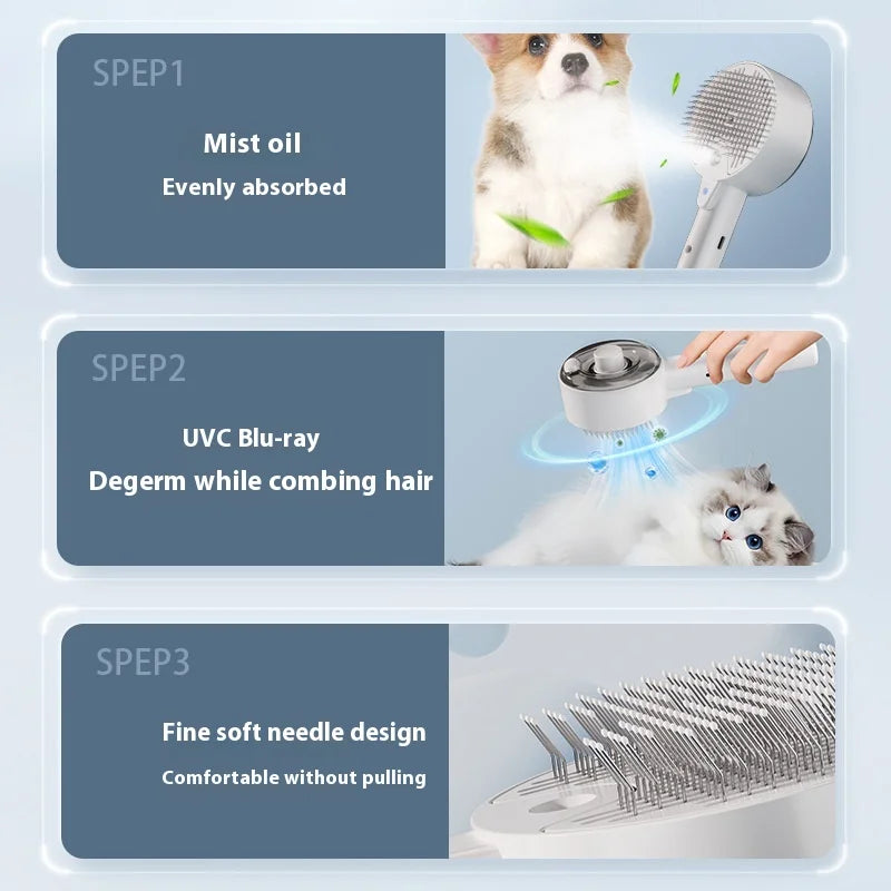 Pet Spray Massage Comb For Cats And Dogs UV Bactericidal