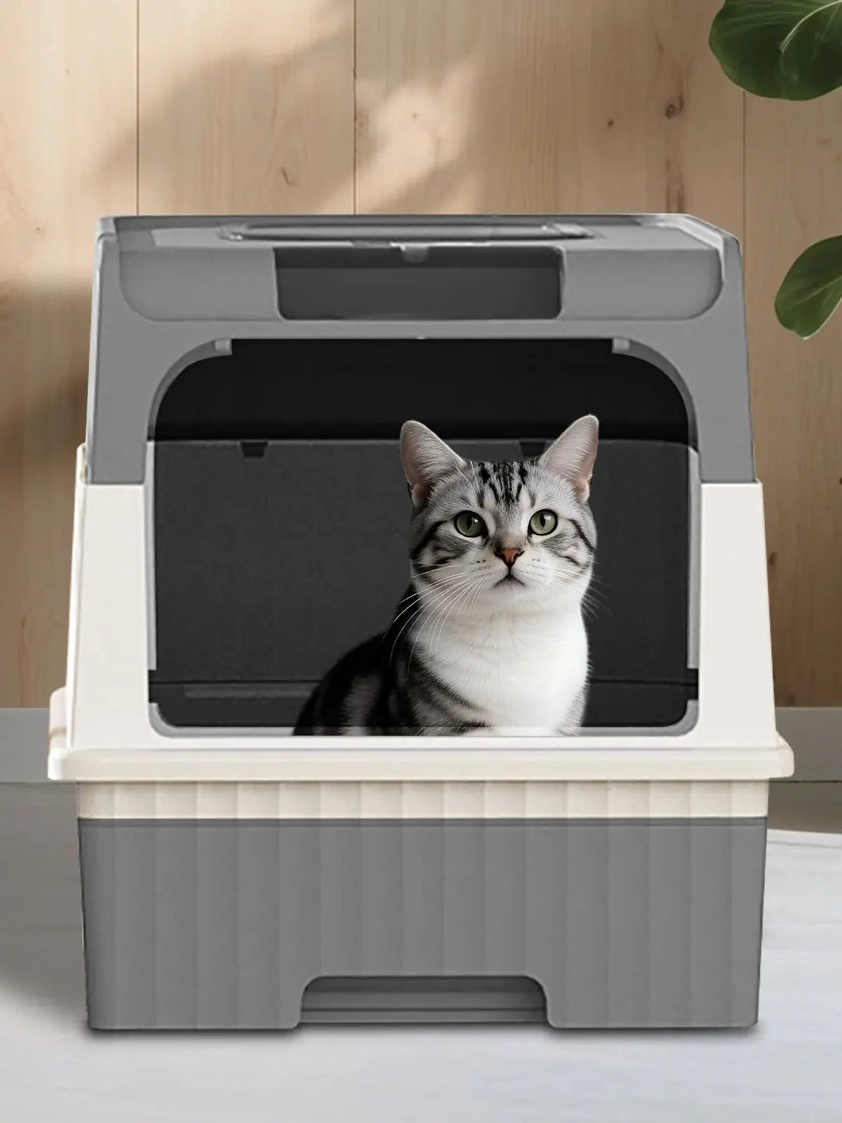 Enclosed Cat Litter Box Extra Large Anti Odor Anti Spill With Transparent Door Covered Cat Toilet Pet Cleaning Products For Cats